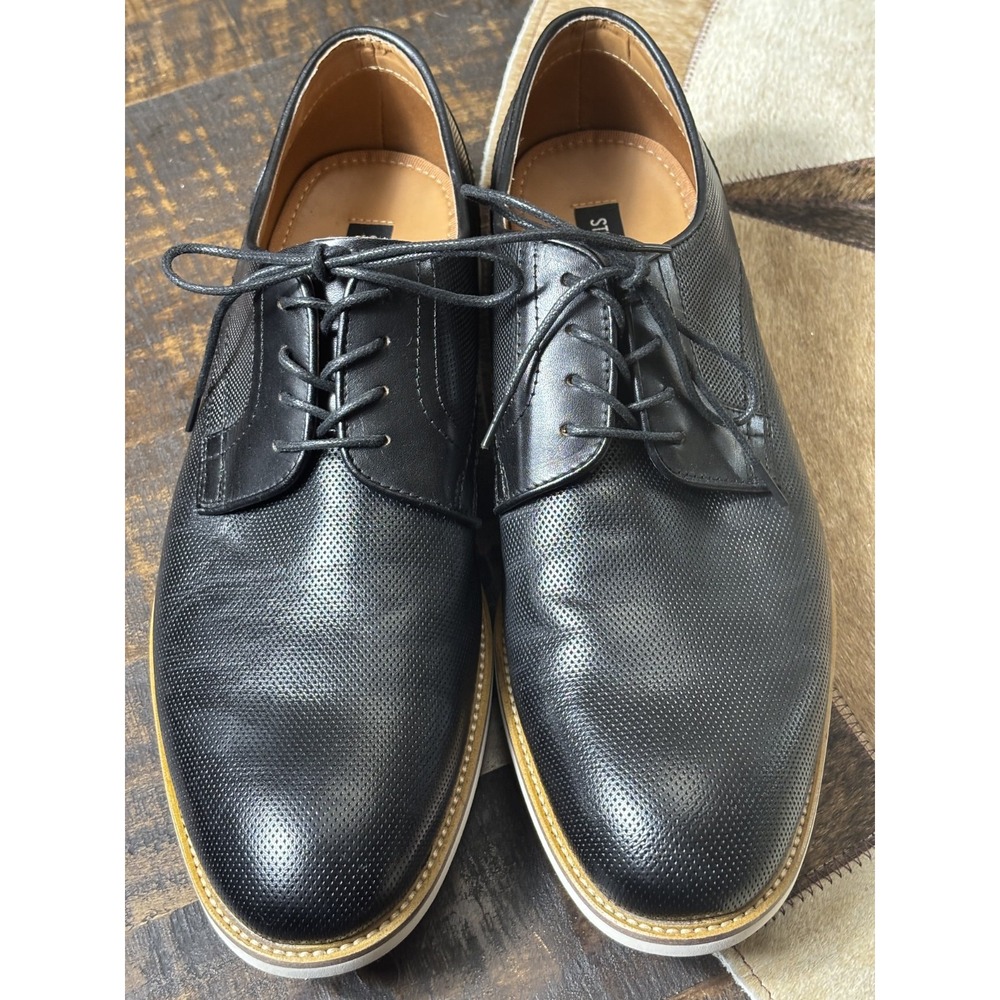 Steve‎ Madden Bader Oxford Shoes 10.5 Black Leather Lace Up Dress Formal